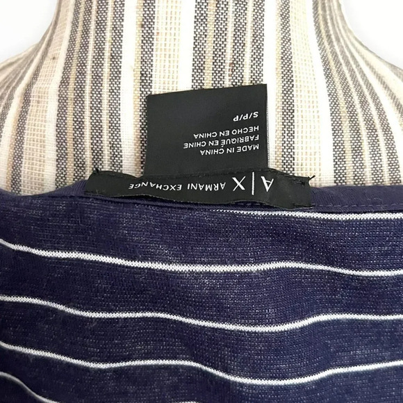 ARMANI EXCHANGE | Navy | White Stripes Midi Dress - Picture 8 of 8
